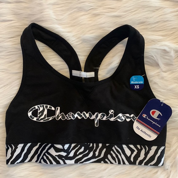 🧑‍🎄 CHAMPION Zebra Print Racerback Sports Bra NWT XS - Picture 3 of 7